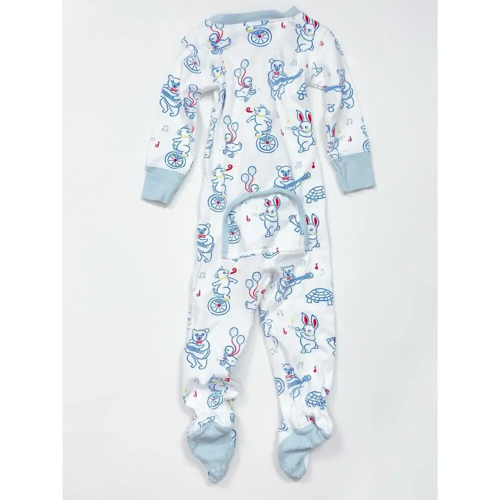 The Beaufort Bonnet Company Knox's Night Night Footed Pajama In Rowdy Revelers